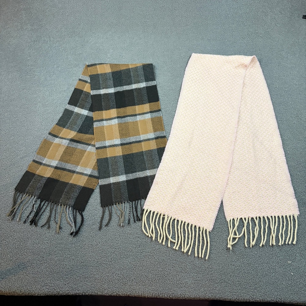 Unbranded Scarf Bundle Unisex OS Multi Plaid Chevron Fringe Winter Neckwear 2pc